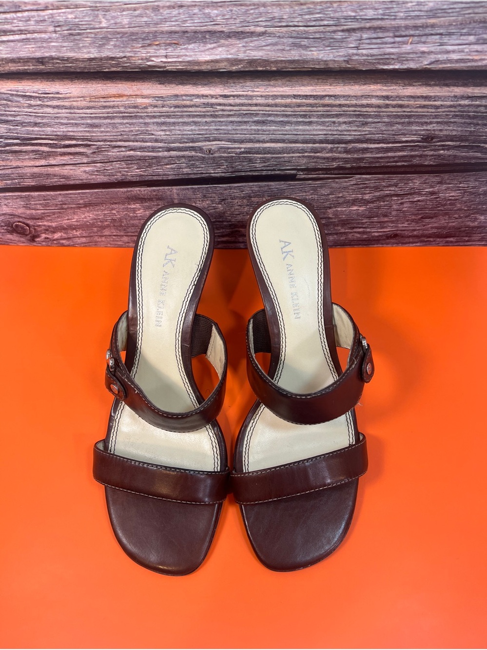 Anne Klein Brown Strappy Heeled Sandals Women's Size 6